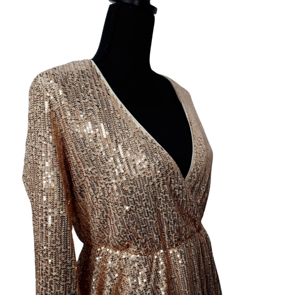 NWT Collective The Label Exclusive wrap sequin mini dress in rose gold sz 6p - Picture 10 of 13